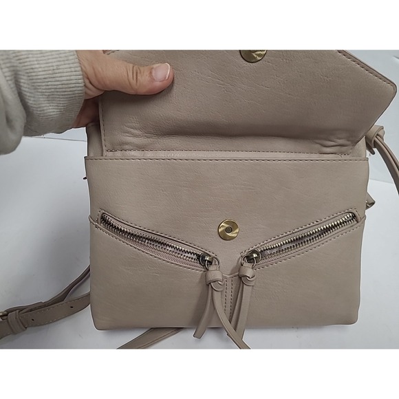 Antik Kraft Beige Leather Crossbody Long Shoulder Purse Pockets Zip Size 7.5×10 - Picture 12 of 15